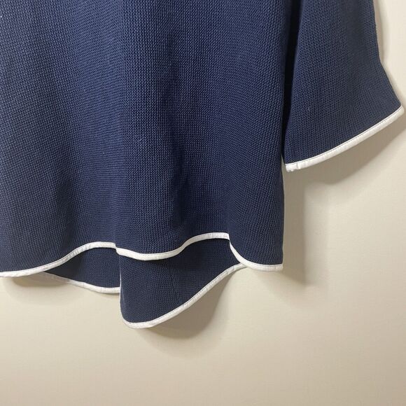 JASKAR Knit Cardigan Sweater Navy White Hand Painted Wearable Art Women S/M/L - Picture 9 of 16